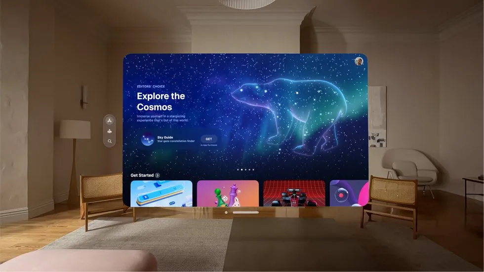 Eksempel på hvordan app store kan se ut i Vision Pro. Fotokreditt: Apple
