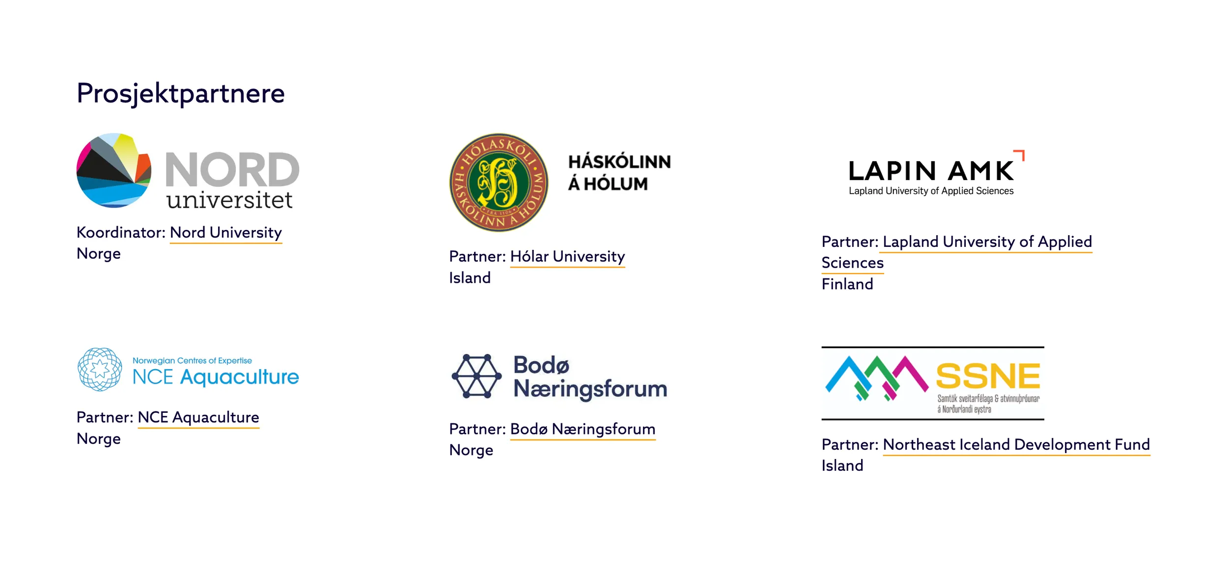 Et bredt partnernettverk, kilde https://www.nord.no/forskning/nordic-bridge